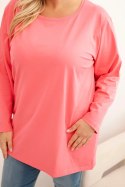 Bluzka damska Plus Size bawełniana z okrągłym dekoltem różowa