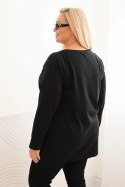 Bluzka damska Plus Size z dekoltem V i długim rękawem czarna