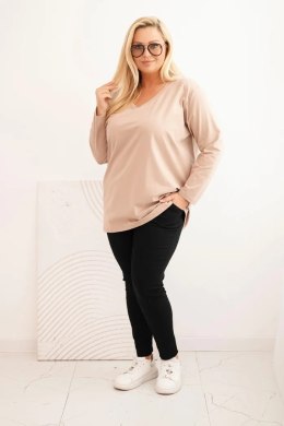Bluzka damska Plus Size z dekoltem V i długim rękawem fango