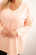Bluzka damska Plus Size z dekoltem V i długim rękawem morelowa