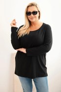Bluzka damska Plus Size z dekoltem w łódkę czarna