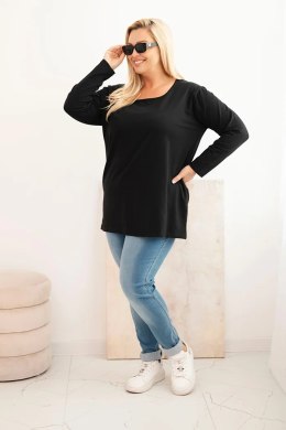 Bluzka damska Plus Size z dekoltem w łódkę czarna