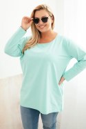 Bluzka damska Plus Size z dekoltem w łódkę miętowa