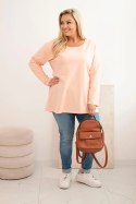 Bluzka damska Plus Size z dekoltem w łódkę morelowa