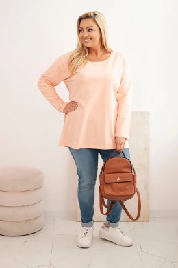 Bluzka damska Plus Size z dekoltem w łódkę morelowa