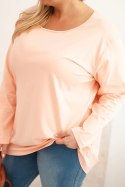 Bluzka damska Plus Size z dekoltem w łódkę morelowa