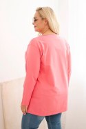 Bluzka damska Plus Size z dekoltem w łódkę różowa