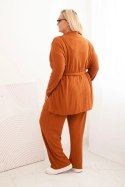 Komplet damski Plus Size 3-częściowy camelowy