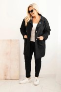 Płaszcz damski Plus Size baranek z wełną i kieszeniami czarny