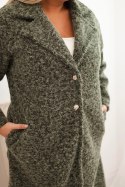 Płaszcz damski Plus Size z wełną i dużym kołnierzem khaki