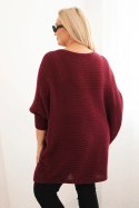 Sweter damski Plus Size z moherem ponczo bordowy