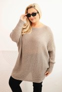 Sweter damski Plus Size z moherem ponczo fango