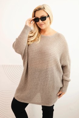 Sweter damski Plus Size z moherem ponczo fango