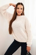 Sweter damski z miękkiego moheru ecru
