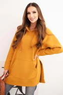 Bluza ocieplana z rozcięciami na bokach musztardowa