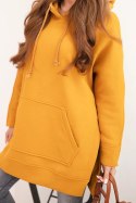 Bluza ocieplana z rozcięciami na bokach musztardowa