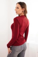 Bluzka damska z ozdobną klamrą marszczona z wiskozy bordowa
