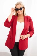 Marynarka damska Plus Size bez zapięcia z podszewką XL/2XL bordowa