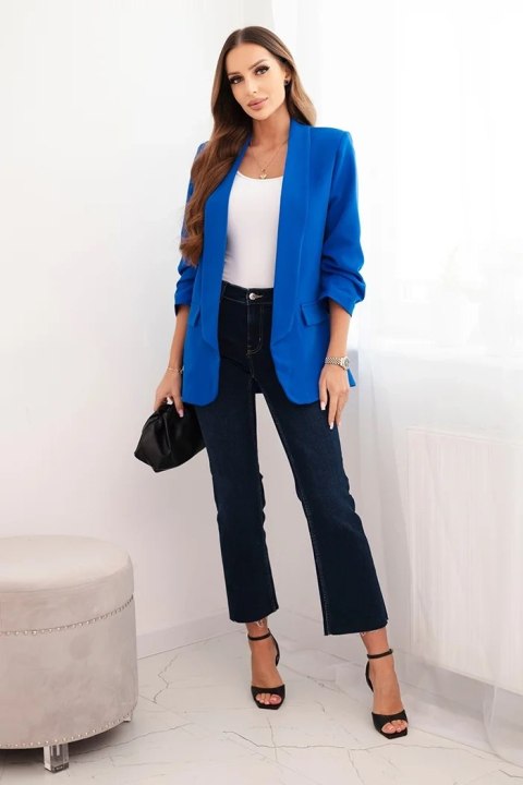 Marynarka damska bez zapięcia z podszewką S/M chabrowa