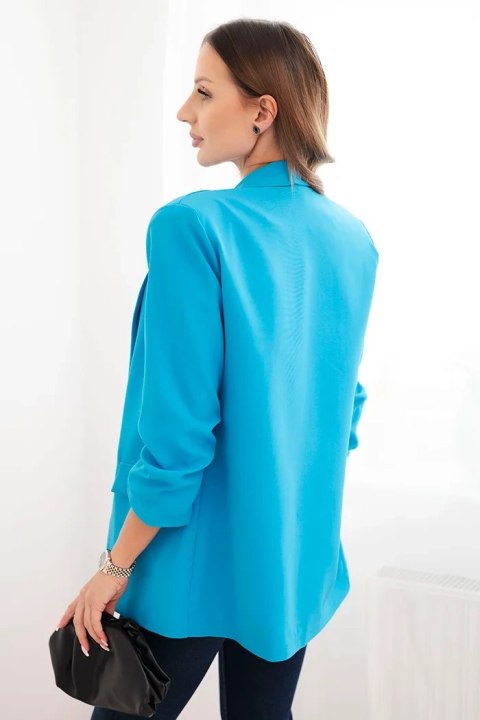 Marynarka damska bez zapięcia z podszewką S/M turkusowa