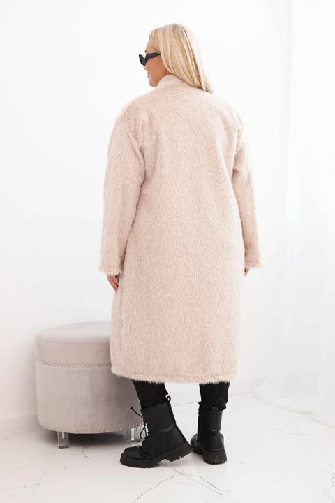 Płaszcz damski Plus Size z wiskozy bez zapięcia z kieszeniami beżowy