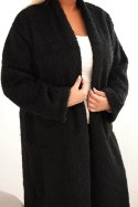 Płaszcz damski Plus Size z wiskozy bez zapięcia z kieszeniami czarny