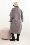 Płaszcz damski Plus Size z wiskozy bez zapięcia z kieszeniami szary