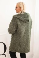 Płaszcz damski Plus Size z wiskozy zapinany na suwak z kapturem khaki