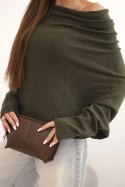 Sweter damski wiskozowy asymetryczny typu nietoperz khaki