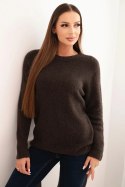 Sweter damski z baby alpaki z długim rękawem brązowy