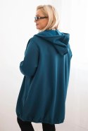 Bluza damska Plus Size ocieplana z kapturem i zamkiem morska