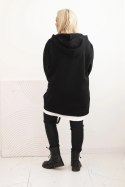 Bluza damska ocieplana Plus Size z kapturem i dekoltem w serek czarna