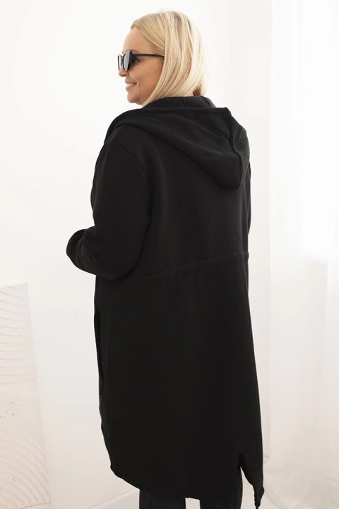 Bluza damska ocieplana Plus Size z kapturem i kieszeniami czarna