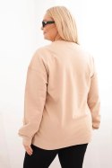Bluza damska pętelkowa Plus Size bawełniana basic z okrągłym dekoltem beżowa