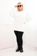Bluza damska pętelkowa Plus Size bawełniana basic z okrągłym dekoltem biała