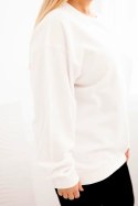 Bluza damska pętelkowa Plus Size bawełniana basic z okrągłym dekoltem biała
