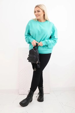 Bluza damska pętelkowa Plus Size bawełniana basic z okrągłym dekoltem ciemno miętowa