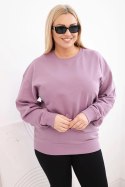 Bluza damska pętelkowa Plus Size bawełniana basic z okrągłym dekoltem ciemno różowa