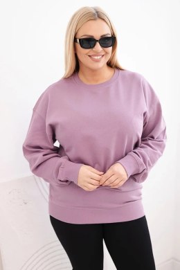 Bluza damska pętelkowa Plus Size bawełniana basic z okrągłym dekoltem ciemno różowa