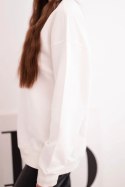 Bluza damska pętelkowa bawełniana basic z okrągłym dekoltem biała