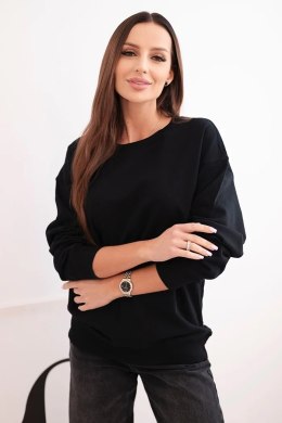 Bluza damska pętelkowa bawełniana basic z okrągłym dekoltem czarna