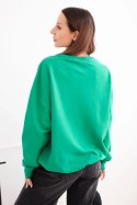 Bluza damska pętelkowa bawełniana basic z okrągłym dekoltem zielona