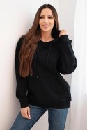 Bluza damska pętelkowa bawełniana z kapturem i kieszenią kangurką czarna