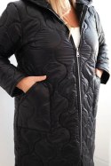 Kurtka damska Plus Size zimowa pikowana z kapturem czarna