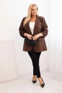 Marynarka damska Plus Size elegancka brązowa
