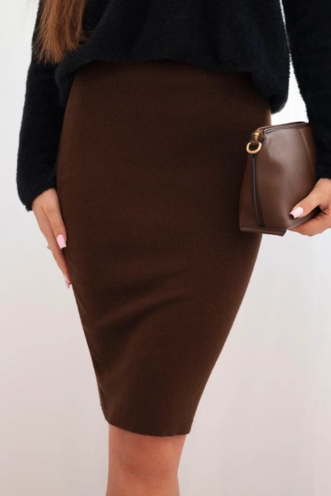 Spódnica damska wiskozowa z elastycznej dzianiny brązowa