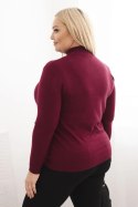 Sweter damski Plus Size z wiskozy z golfem bordowy