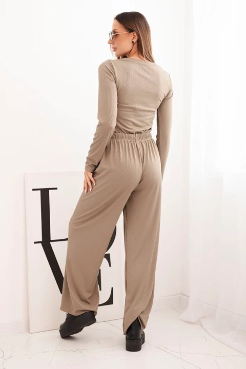 Komplet damski wiskozowy z bluzką i szerokimi spodniami fango