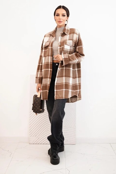 Koszula damska w kratę camelowa