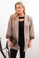 Marynarka damska Plus Size z podszewką w panterkę fango